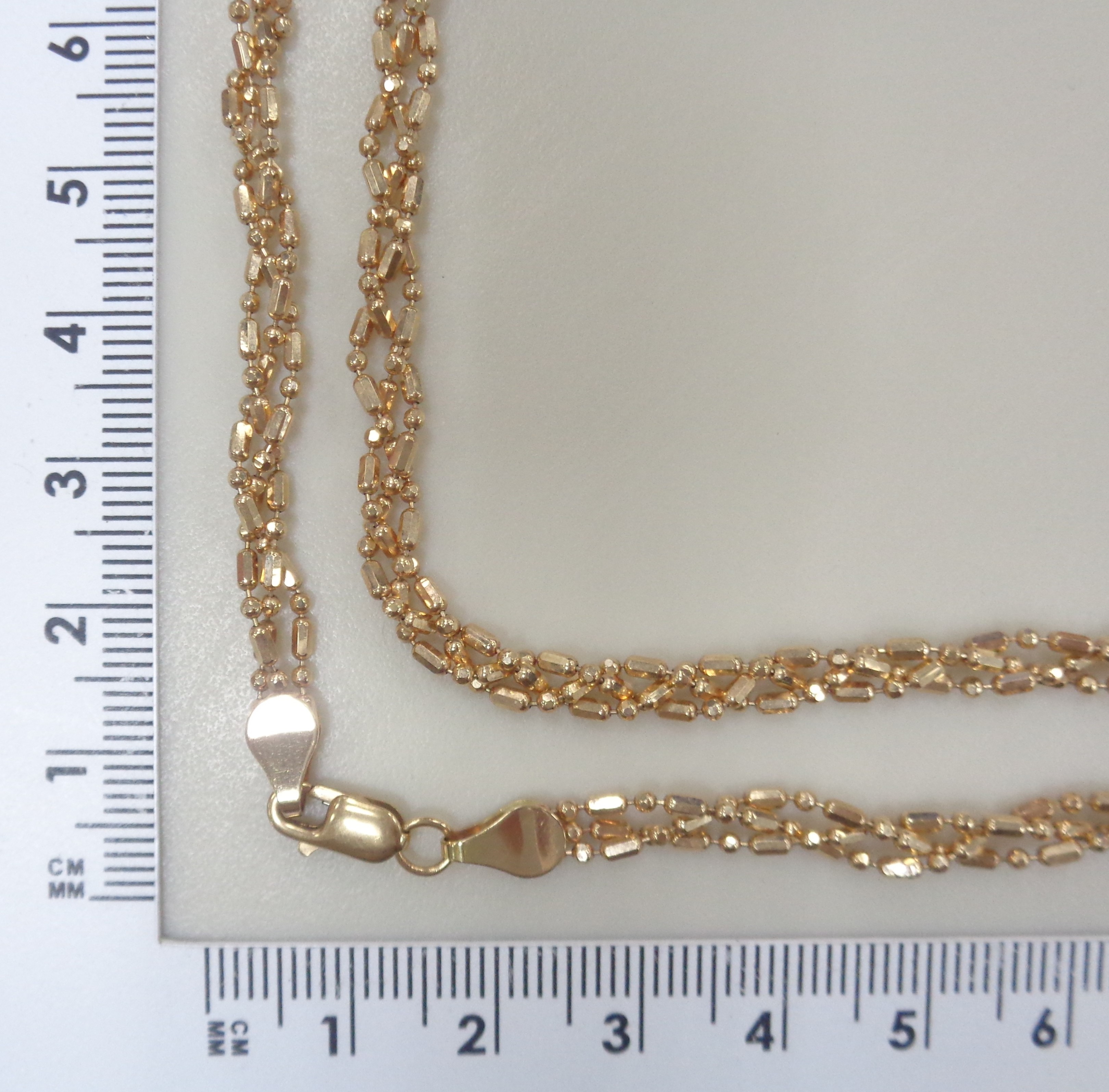 Цепь из золота плетение "Шар-Бочка" тройная